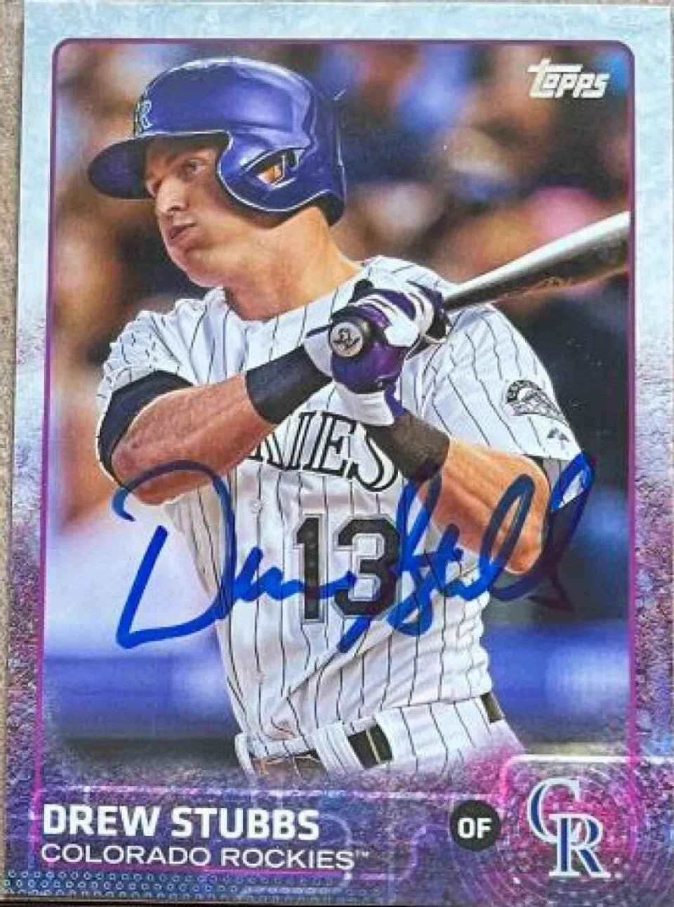 Drew Stubbs Signed 2015 Topps Baseball Card - Colorado Rockies