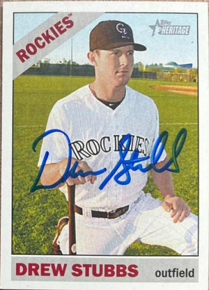 Drew Stubbs Signed 2015 Topps Heritage Baseball Card - Colorado Rockies - PastPros