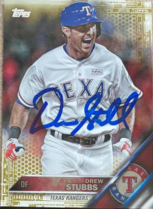Drew Stubbs Signed 2016 Topps Gold Update Baseball Card - Texas Rangers - PastPros