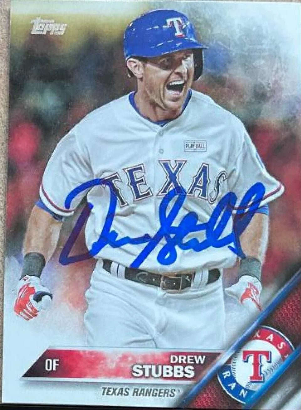 Drew Stubbs Signed 2016 Topps Update Baseball Card - Texas Rangers