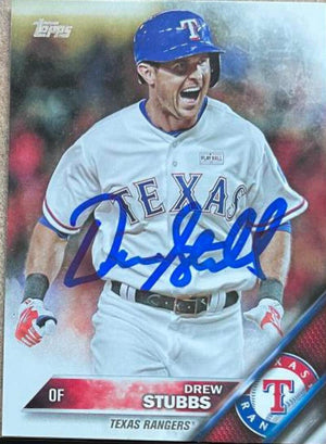 Drew Stubbs Signed 2016 Topps Update Baseball Card - Texas Rangers - PastPros