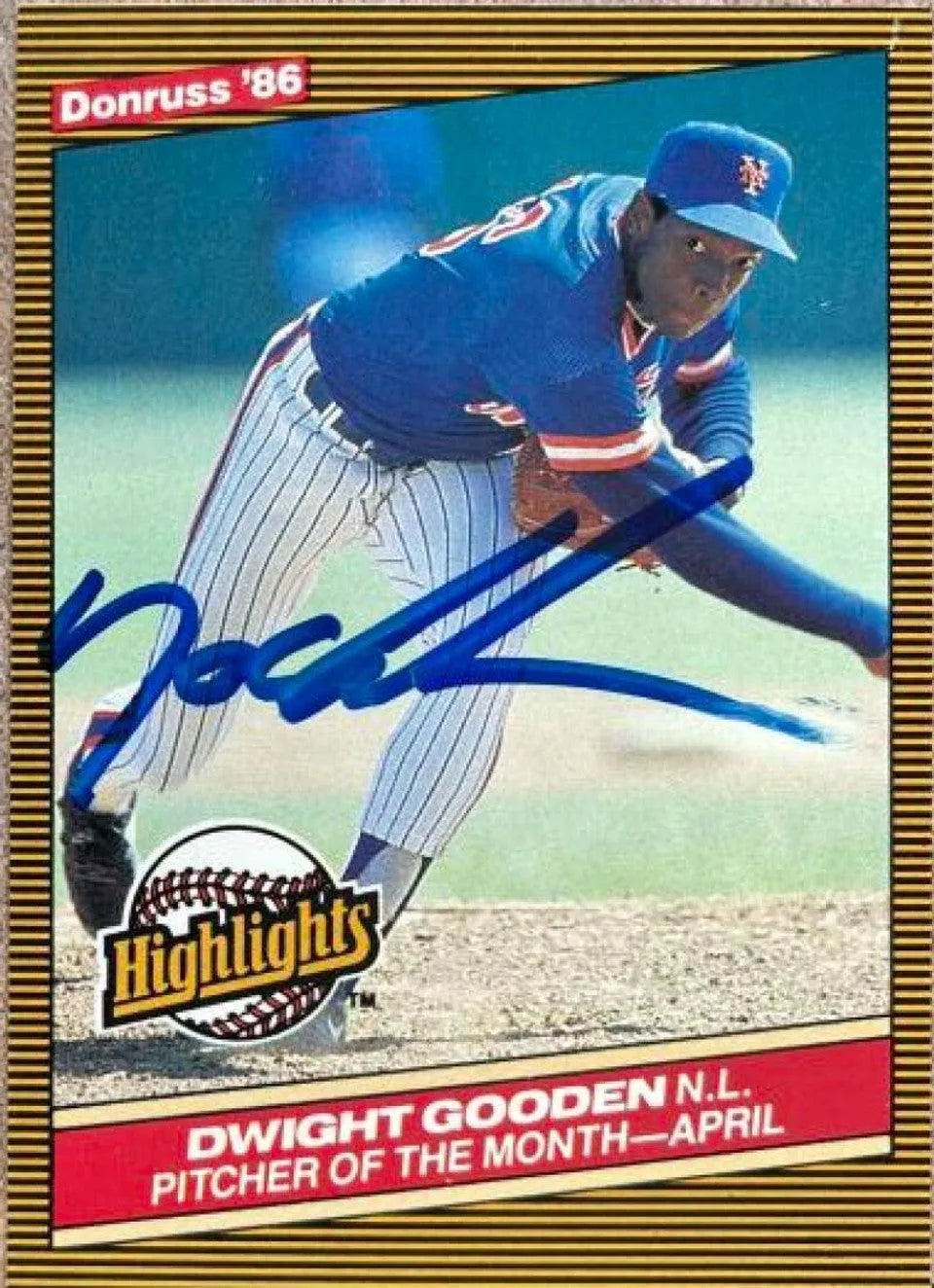 Dwight Gooden Signed 1986 Donruss Highlights Baseball Card - New York Mets #8