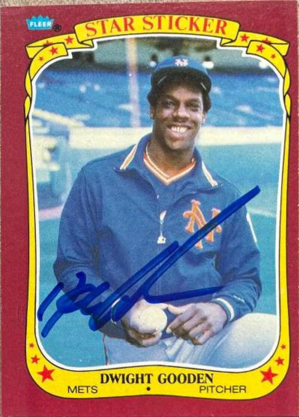 Dwight Gooden Signed 1986 Fleer Star Stickers Baseball Card - New York Mets