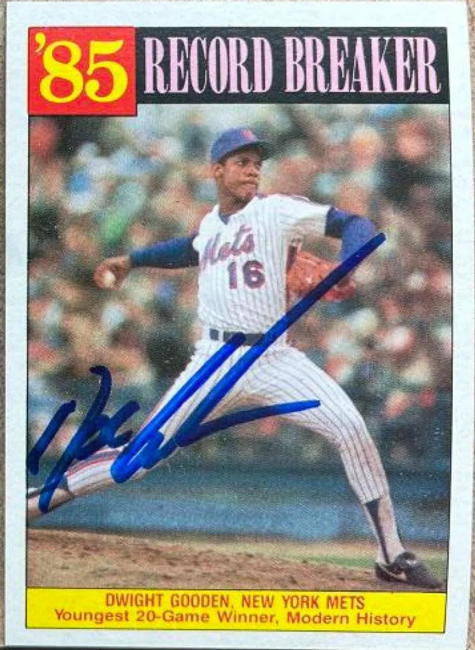 Dwight Gooden Signed 1986 Topps Record Breakers Baseball Card - New York Mets