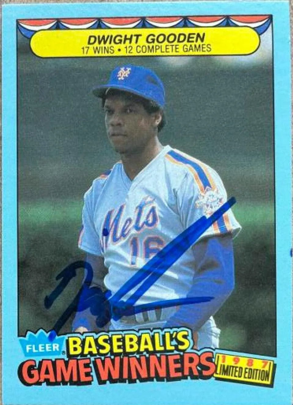 Dwight Gooden Signed 1987 Fleer Game Winners Baseball Card - New York Mets