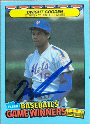 Dwight Gooden Signed 1987 Fleer Game Winners Baseball Card - New York Mets - PastPros