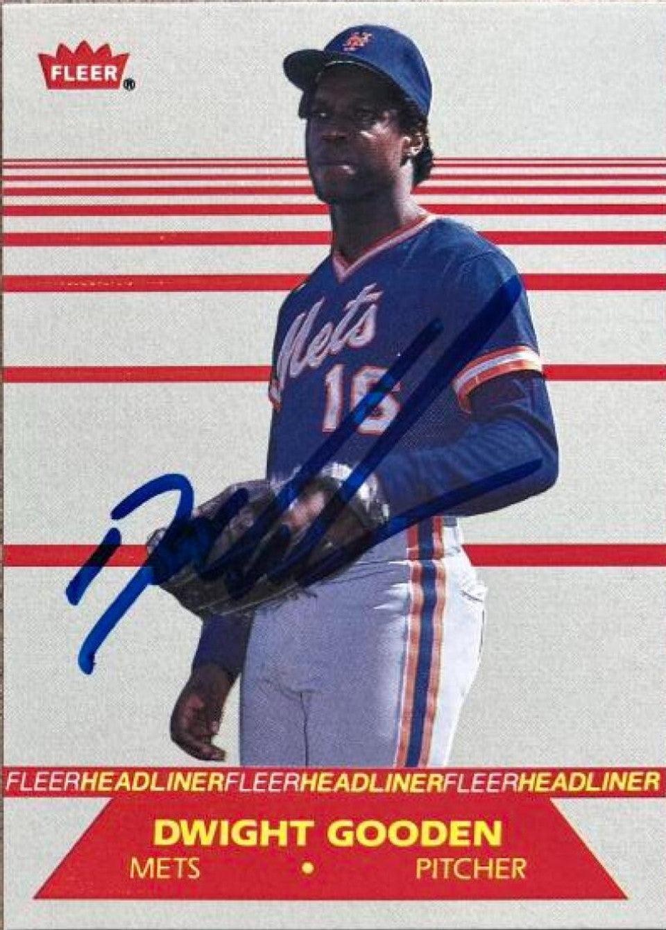 Dwight Gooden Signed 1987 Fleer Headliners Baseball Card - New York Mets - PastPros