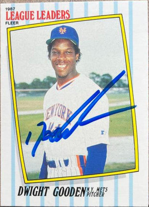 Dwight Gooden Signed 1987 Fleer League Leaders Baseball Card - New York Mets - PastPros