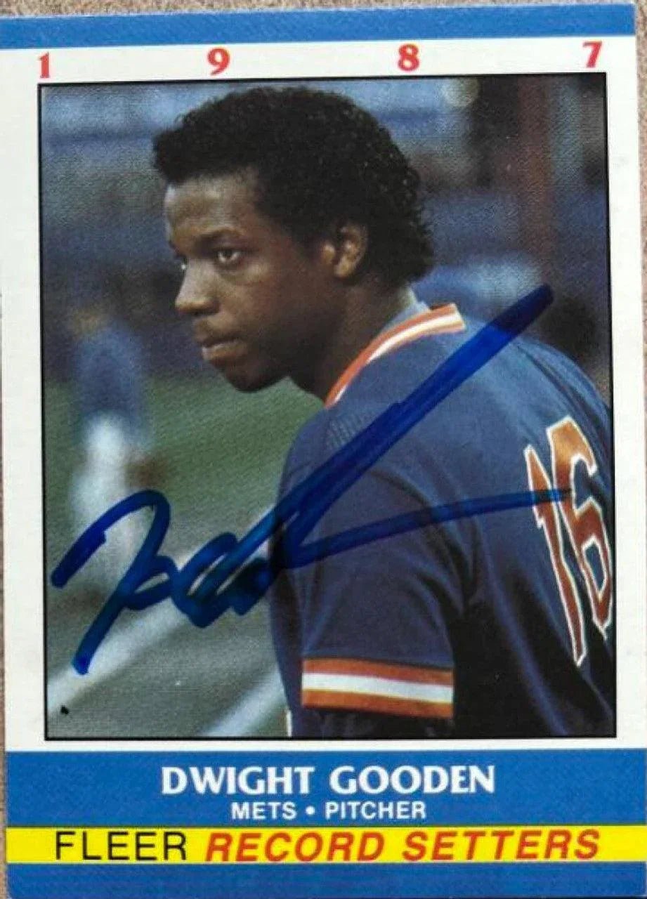 Dwight Gooden Signed 1987 Fleer Record Setters Baseball Card - New York Mets