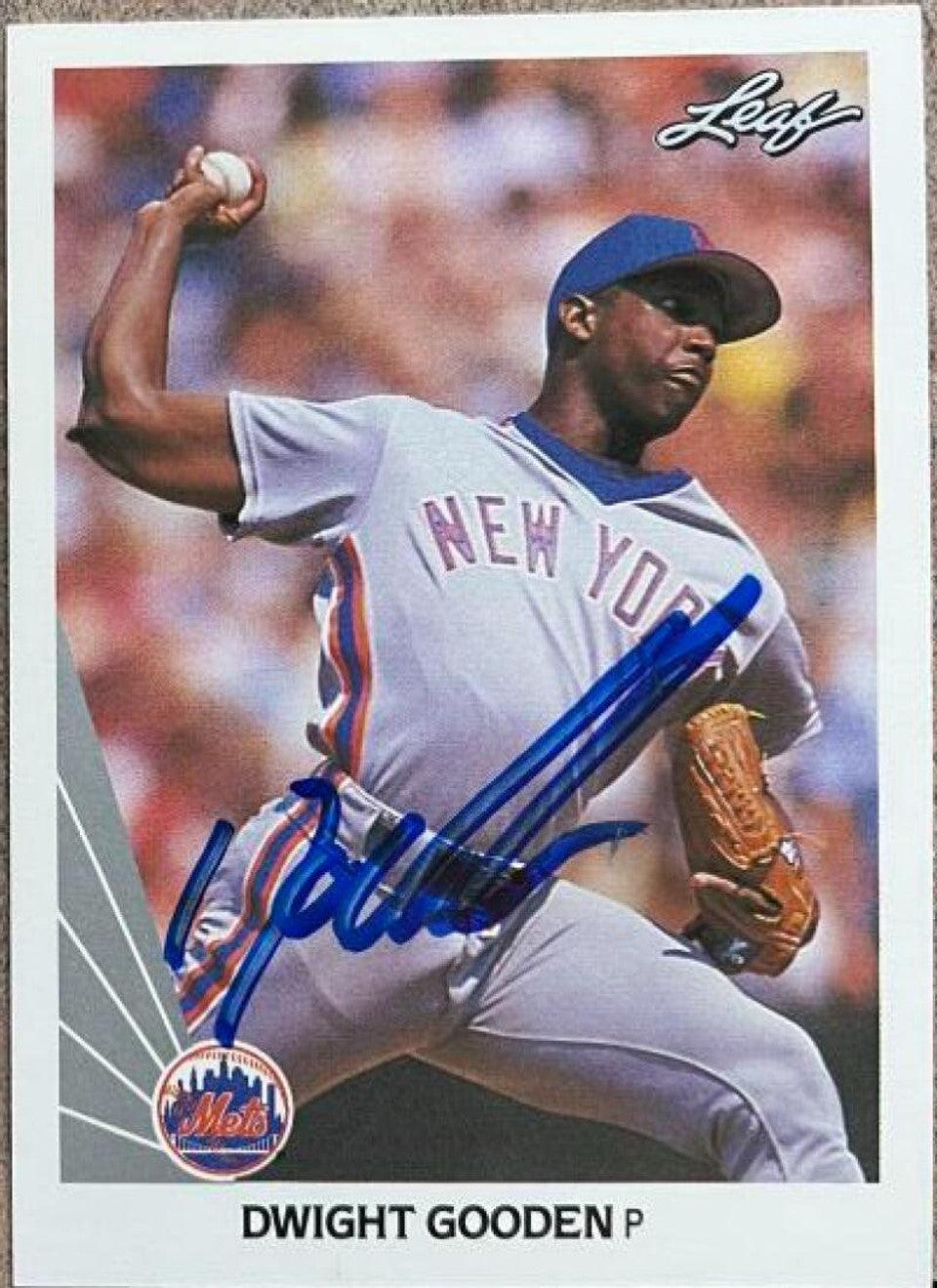 Dwight Gooden Signed 1990 Leaf Baseball Card - New York Mets - PastPros