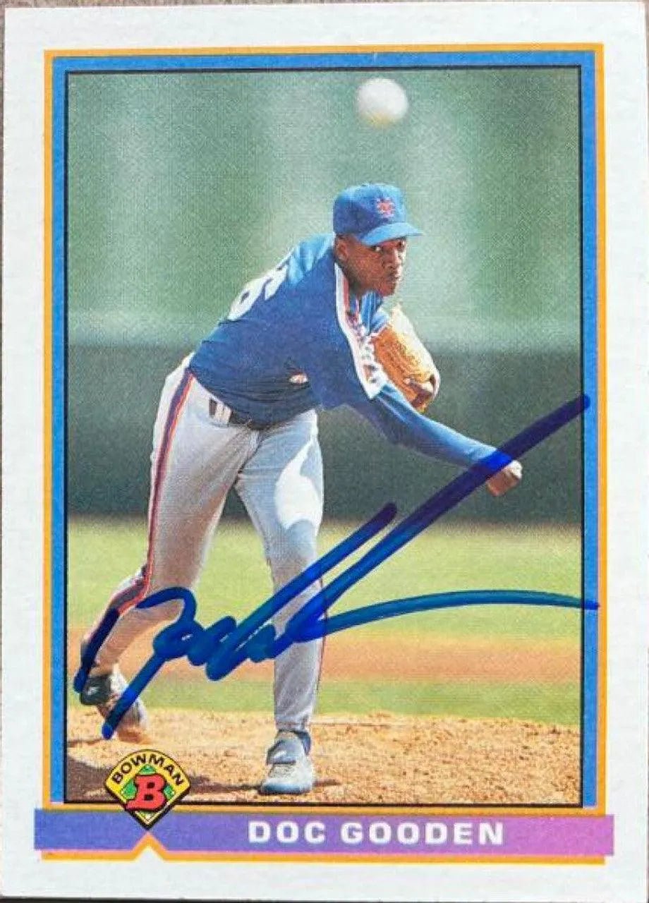 Dwight Gooden Signed 1991 Bowman Baseball Card - New York Mets