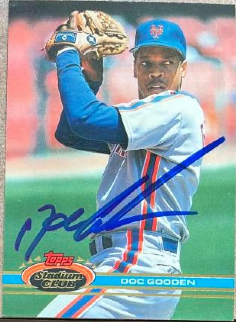 Dwight Gooden Signed 1991 Stadium Club Baseball Card - New York Mets