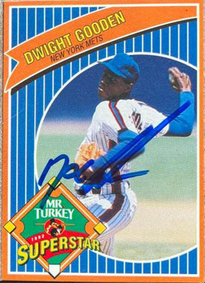 Dwight Gooden Signed 1992 Mr Turkey Superstars Baseball Card - New York Mets - PastPros