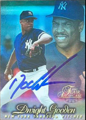 Dwight Gooden Signed 1997 Flair Showcase Row 1 (Grace) Baseball Card - New York Yankees