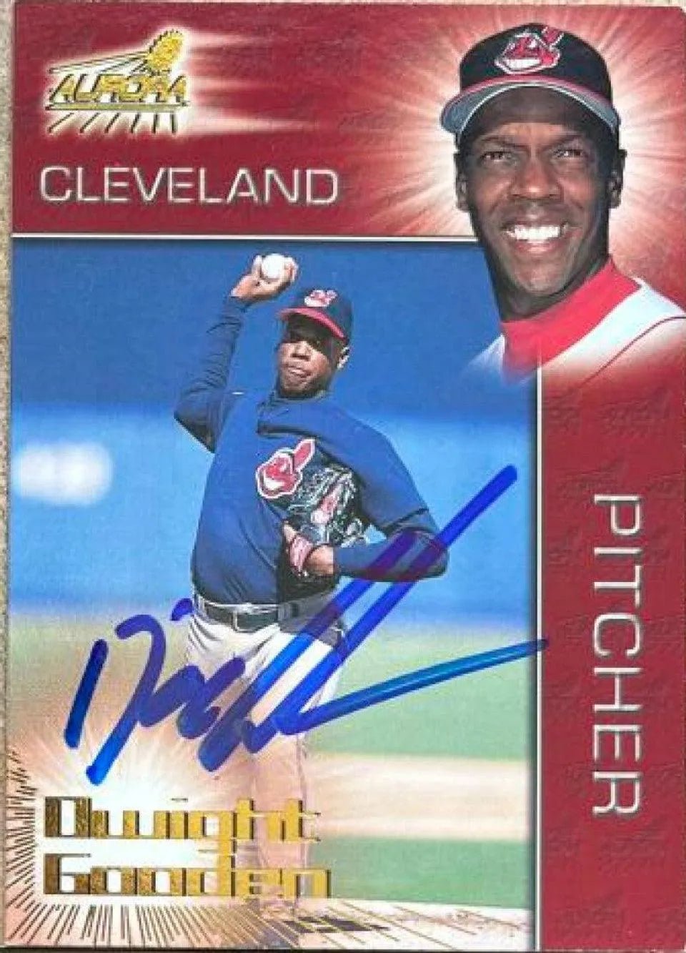 Dwight Gooden Signed 1998 Pacific Aurora Baseball Card - Cleveland Indians