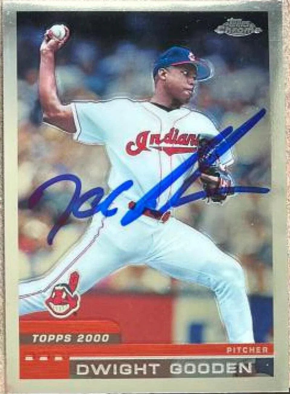 Dwight Gooden Signed 2000 Topps Chrome Baseball Card - Cleveland Indians