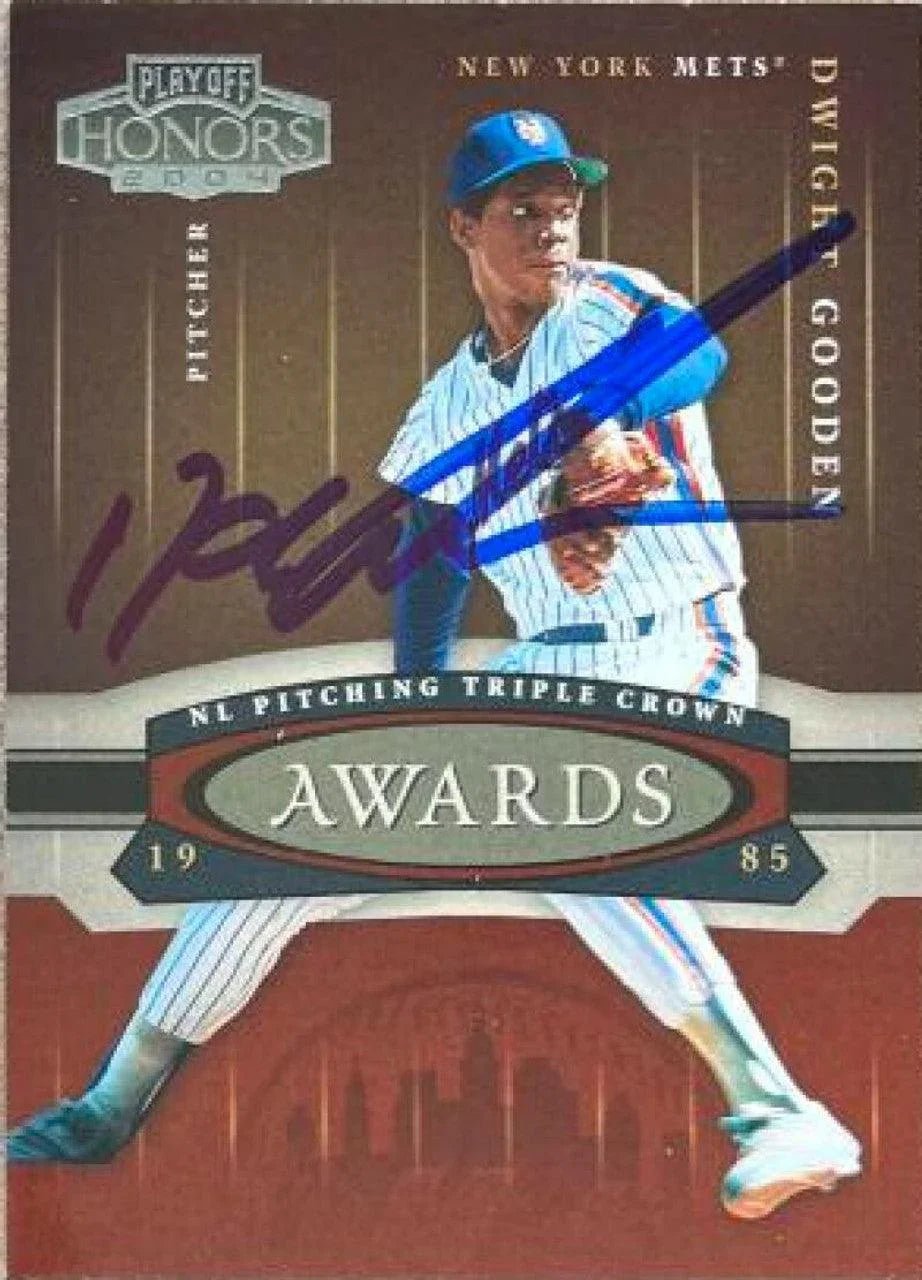 Dwight Gooden Signed 2004 Playoff Honors Awards Baseball Card - New York Mets