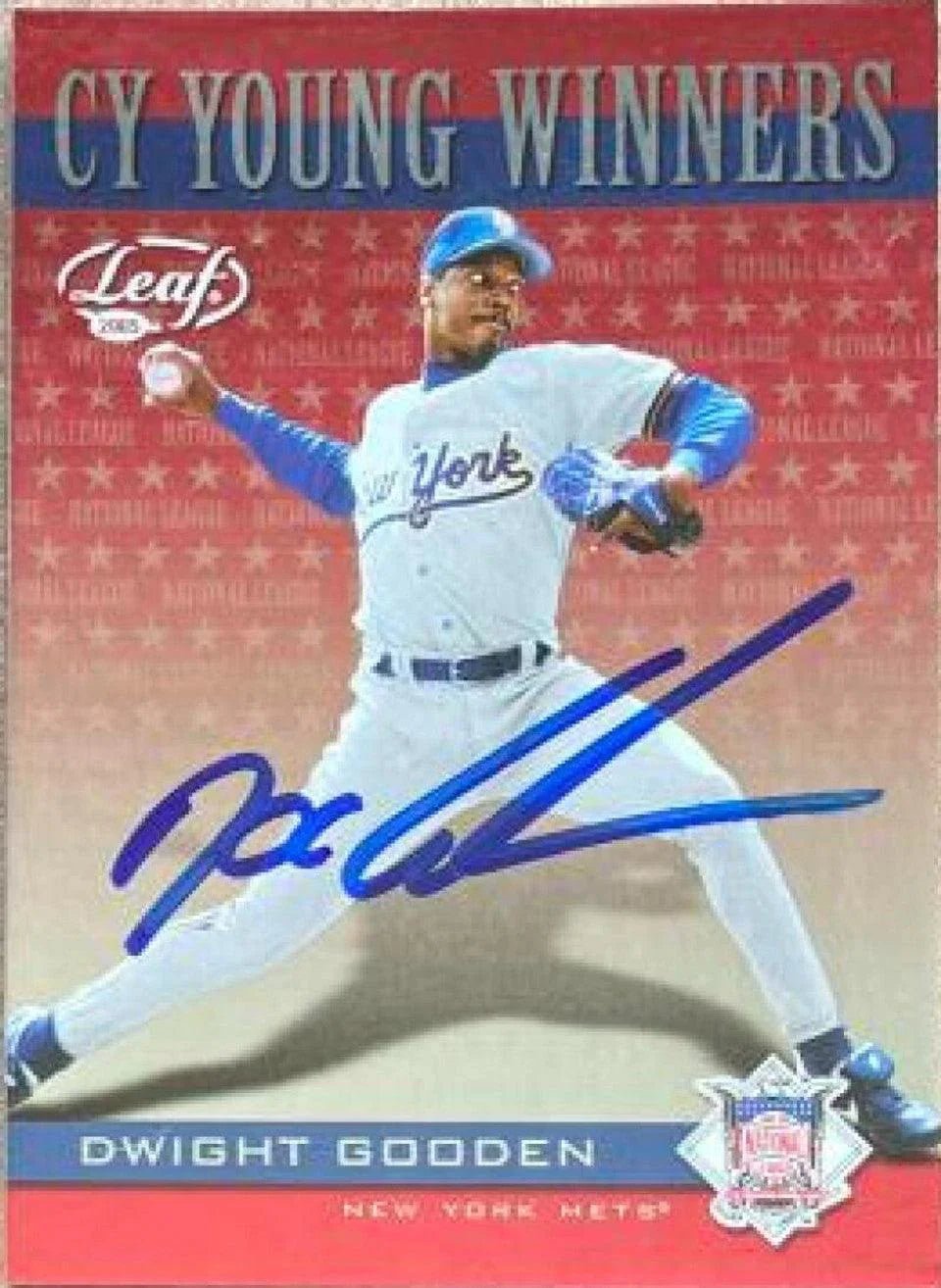 Dwight Gooden Signed 2005 Leaf Cy Young Winners Baseball Card - New York Mets