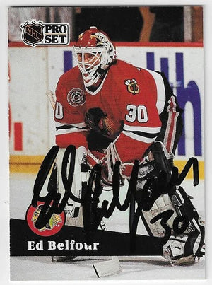 Ed Belfour Signed 1991-92 Pro Set Hockey Card - Chicago Blackhawks