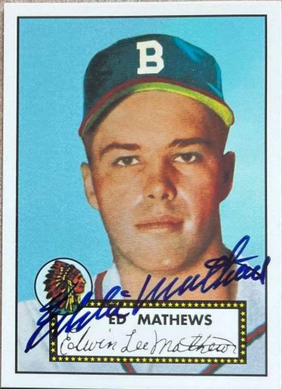 Eddie Mathews Signed 1997 Topps Stars Rookie Reprints Baseball Card - Milwaukee Braves - PastPros