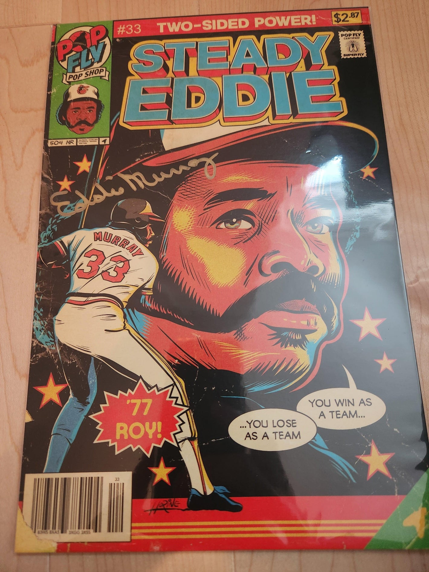 Eddie Murray "Steady Eddie" Pop Fly Pop Shop Print #109 – Signed by Eddie Murray & Daniel Jacob Horine - PastPros