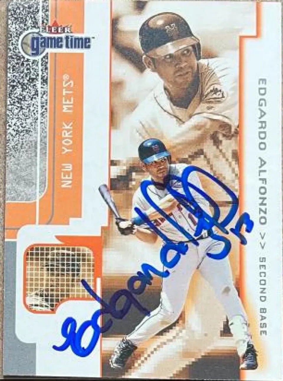 Edgardo Alfonzo Signed 2001 Fleer Game Time Baseball Card - New York Mets