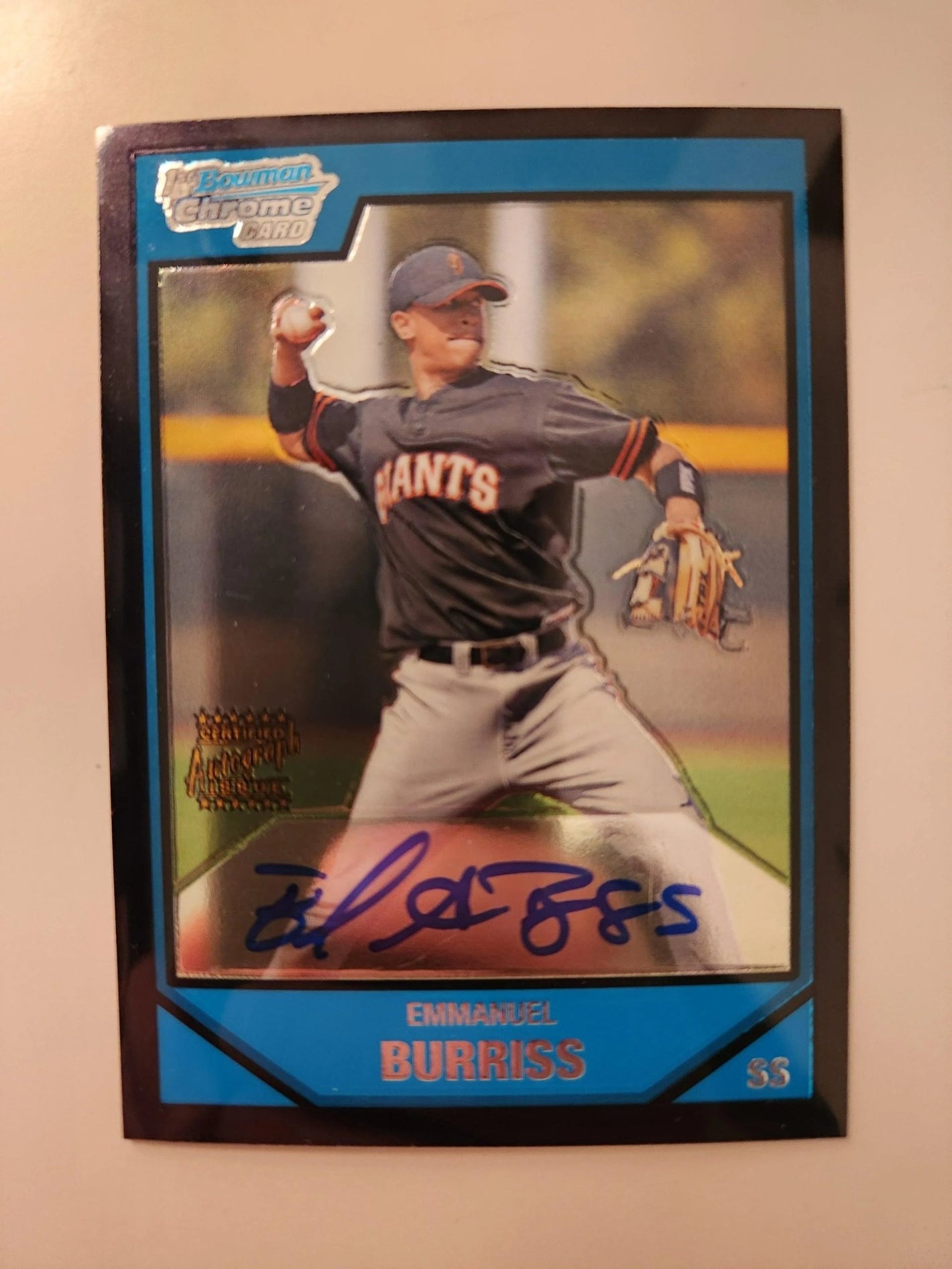 Emmanuel Burriss Signed 2007 Bowman Chrome Prospects Baseball Card - San Francisco Giants #BC243 AU