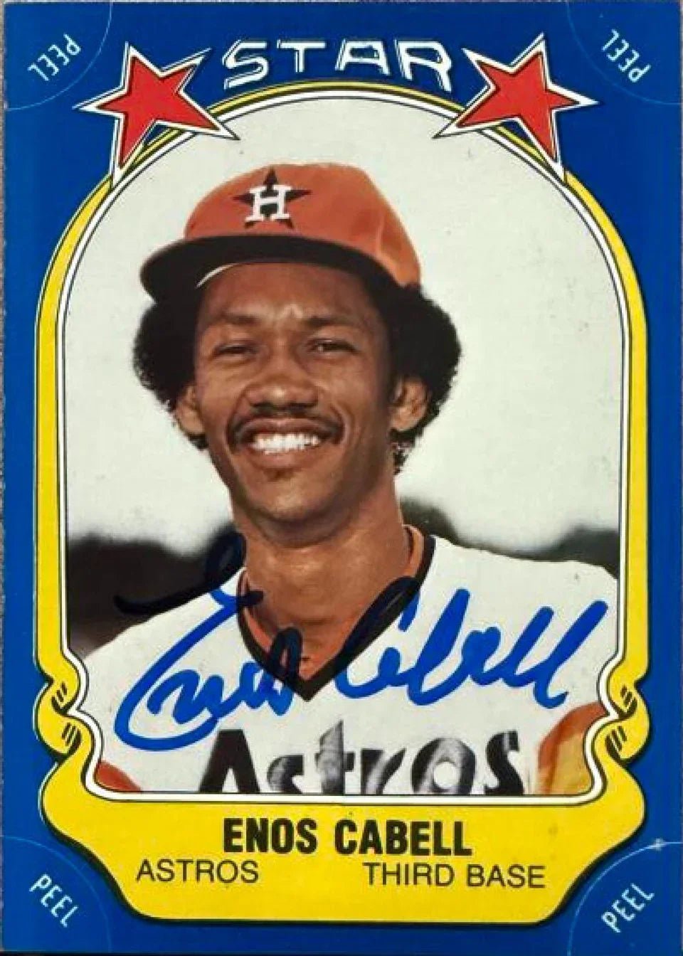Enos Cabell Signed 1981 Fleer Star Stickers Baseball Card - Houston Astros