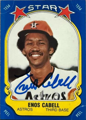 Enos Cabell Signed 1981 Fleer Star Stickers Baseball Card - Houston Astros