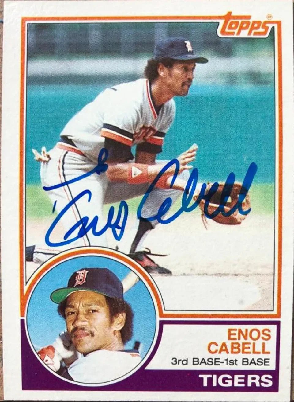 Enos Cabell Signed 1983 Topps Baseball Card - Detroit Tigers