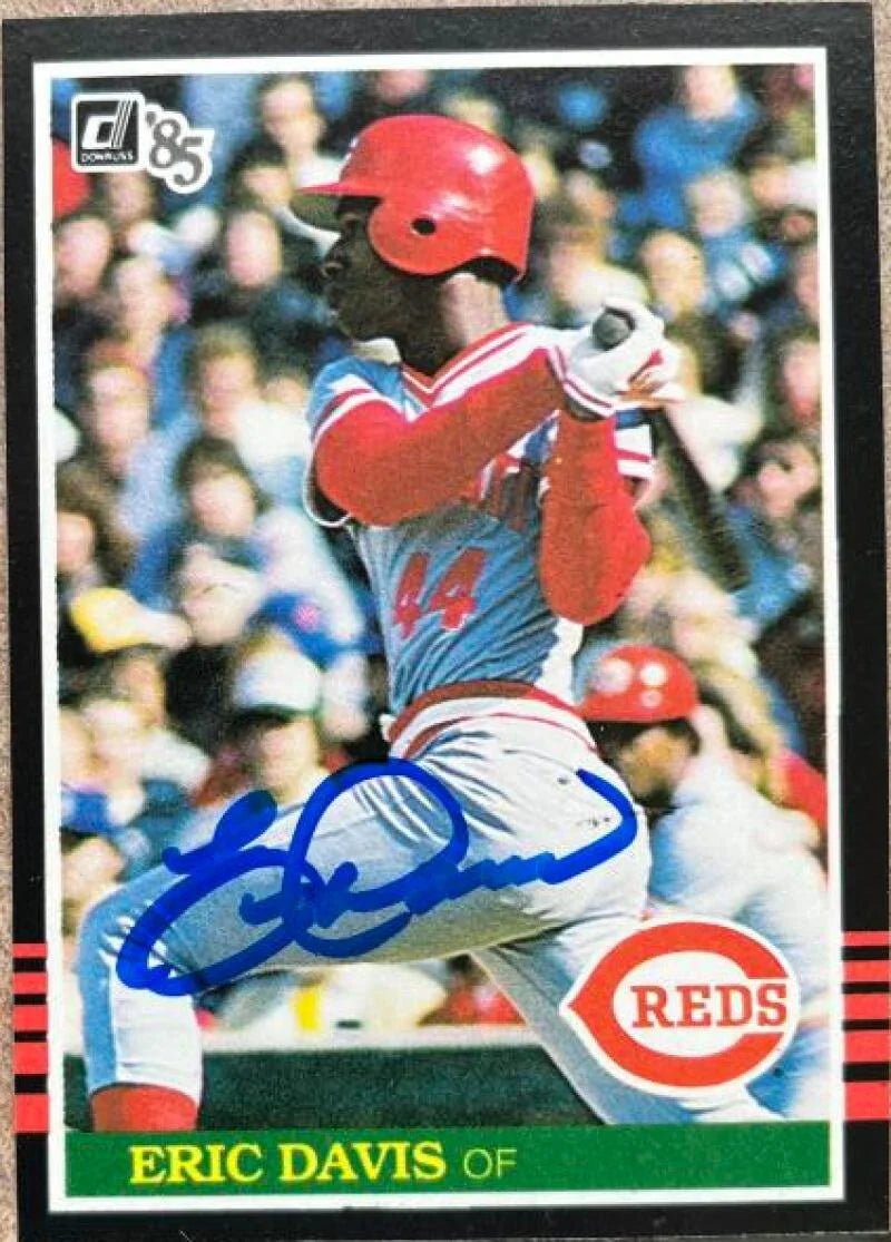 Eric Davis Signed 1985 Donruss Baseball Card - Cincinnati Reds #325 Rookie Card