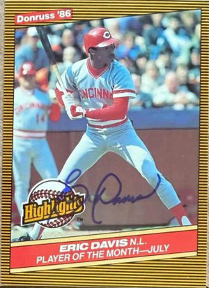 Eric Davis Signed 1986 Donruss Highlights Baseball Card - Cincinnati Reds #30