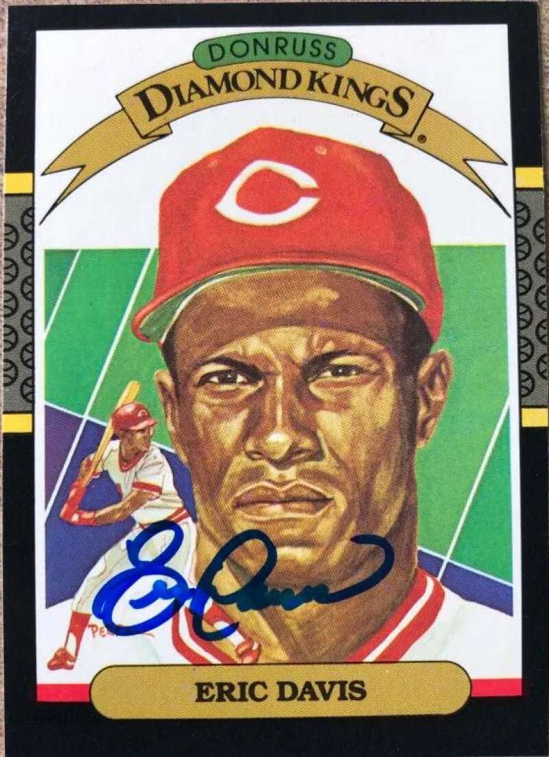 Eric Davis Signed 1987 Donruss Baseball Card - Cincinnati Reds #22 Diamond Kings