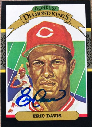 Eric Davis Signed 1987 Donruss Baseball Card - Cincinnati Reds #22 Diamond Kings