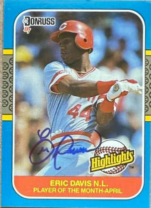 Eric Davis Signed 1987 Donruss Highlights Baseball Card - Cincinnati Reds #3