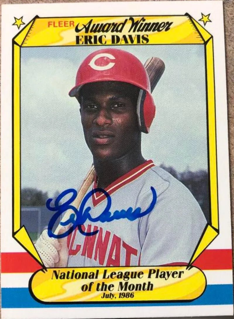 Eric Davis Signed 1987 Fleer Award Winners Baseball Card - Cincinnati Reds #11