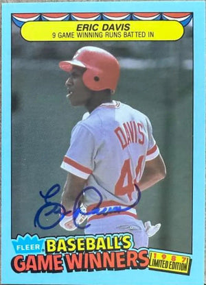 Eric Davis Signed 1987 Fleer Baseball's Game Winners Baseball Card - Cincinnati Reds #11