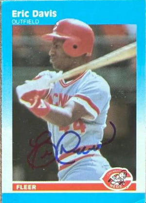 Eric Davis Signed 1987 Fleer Classic Miniatures Baseball Card - Cincinnati Reds #26
