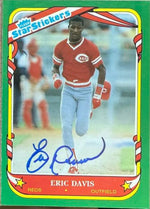 Eric Davis Signed 1987 Fleer Star Stickers Baseball Card - Cincinnati Reds #30
