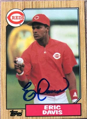 Eric Davis Signed 1987 Topps TIFFANY Baseball Card - Cincinnati Reds #412