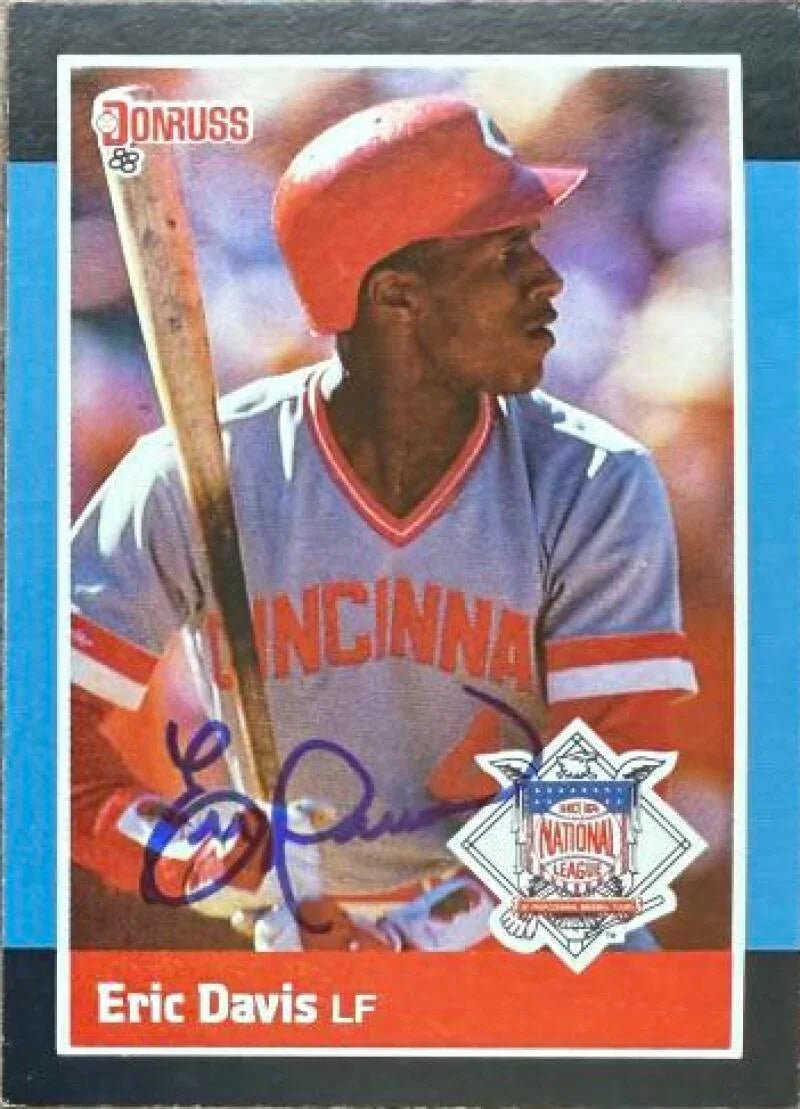 Eric Davis Signed 1988 Donruss All-Stars Baseball Card - Cincinnati Reds #38