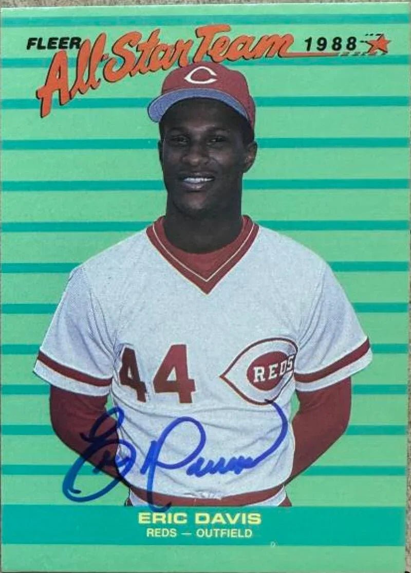 Eric Davis Signed 1988 Fleer All-Star Team Baseball Card - Cincinnati Reds #7