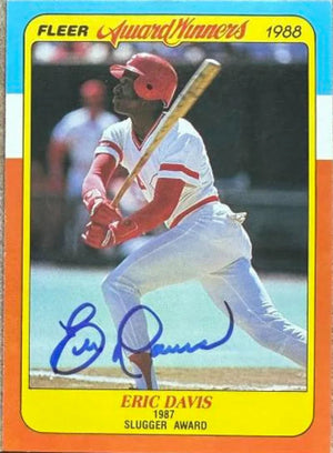 Eric Davis Signed 1988 Fleer Award Winners Baseball Card - Cincinnati Reds #8