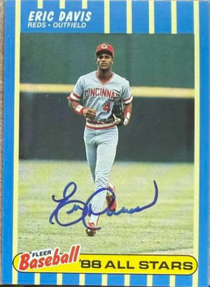 Eric Davis Signed 1988 Fleer Baseball All-Stars Baseball Card - Cincinnati Reds #9