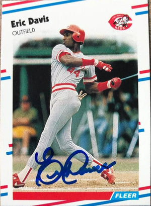 Eric Davis Signed 1988 Fleer Baseball Card - Cincinnati Reds #231