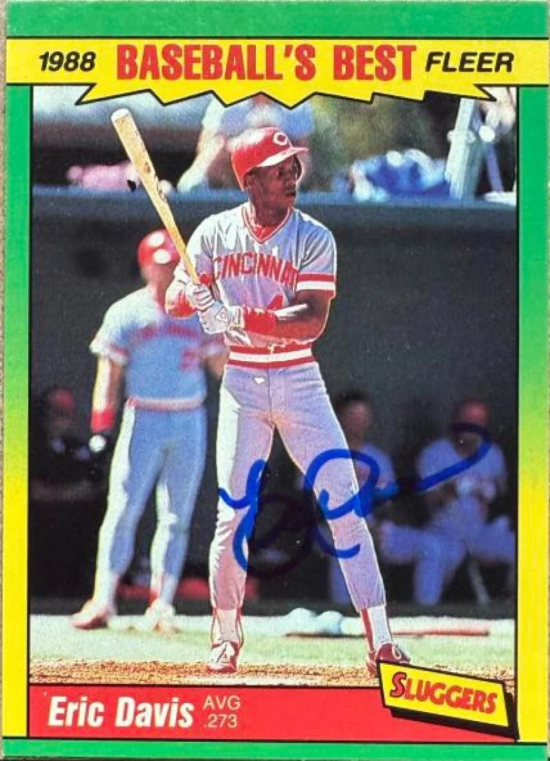 Eric Davis Signed 1988 Fleer Baseball's Best Sluggers vs. Pitchers Baseball Card - Cincinnati Reds #10