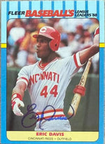 Eric Davis Signed 1988 Fleer Baseball's League Leaders Baseball Card - Cincinnati Reds #8