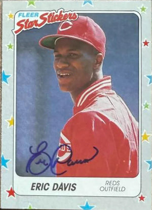 Eric Davis Signed 1988 Fleer Star Stickers Baseball Card - Cincinnati Reds #83