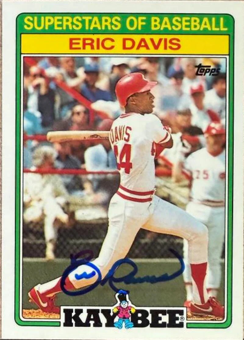 Eric Davis Signed 1988 Topps Kay-Bee Superstars Baseball Card - Cincinnati Reds #7