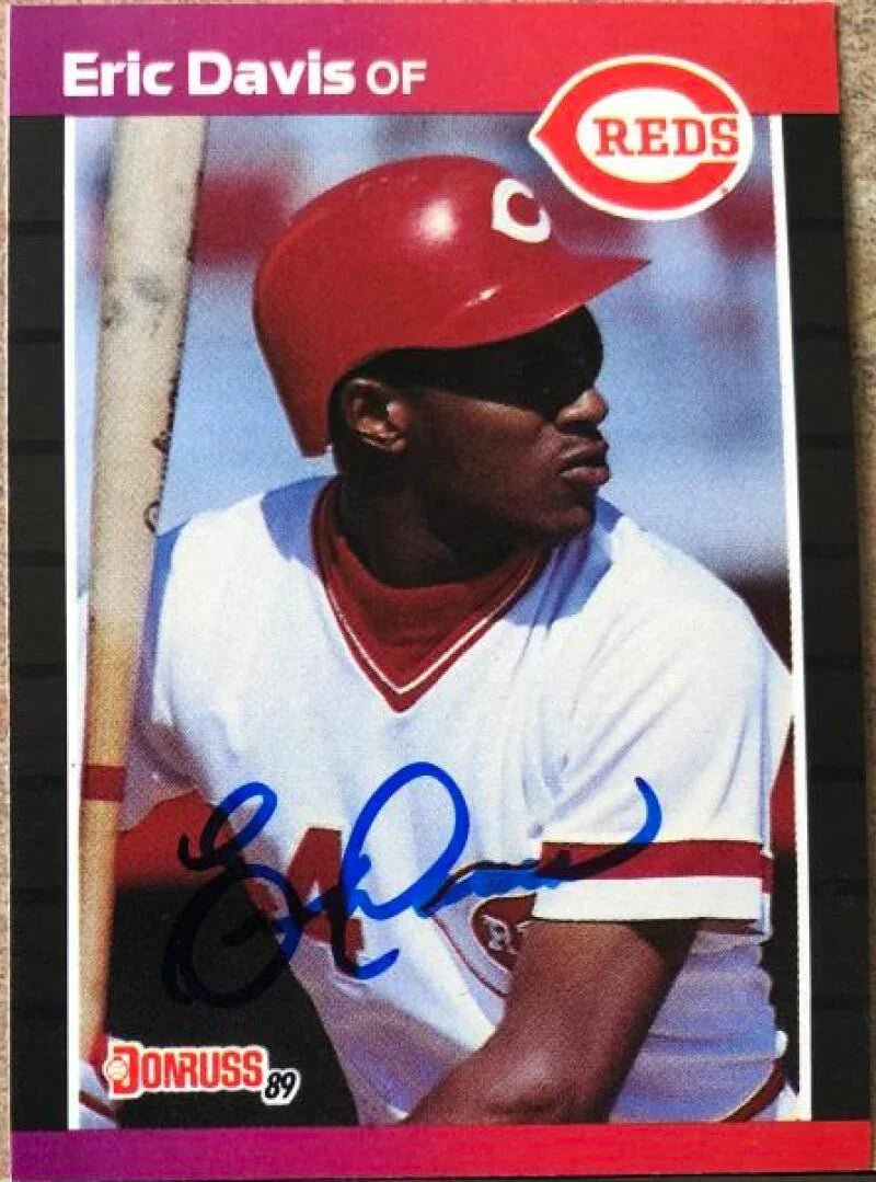 Eric Davis Signed 1989 Donruss Baseball Card - Cincinnati Reds #80